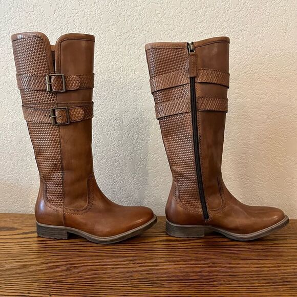 Roan “Date” Dark Tan/Light Brown Leather Riding Boots Size 6.5 - Picture 5 of 15